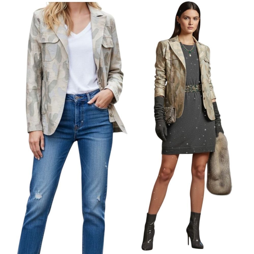 Unique Rinascimento Camo Khaki Blazer Size S